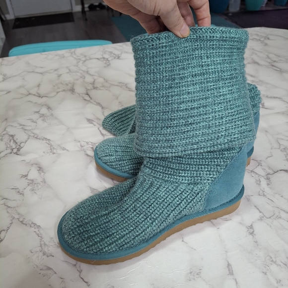 Teal Knit Button UGG Boots - Picture 9 of 11